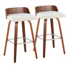 Maya - Mid Century Modern Fixed Height Barstool With Swivel With Square Footrest (Set of 2) - Furniture Home Direct