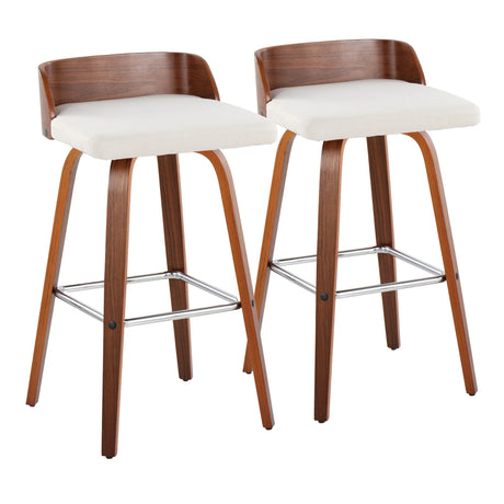 Maya - Mid Century Modern Fixed Height Barstool With Swivel With Square Footrest (Set of 2) - Furniture Home Direct