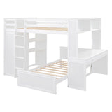 Loft Bed With A Twin Size Standalone Bed, Shelves, Desk, And Wardrobe - Furniture Home Direct