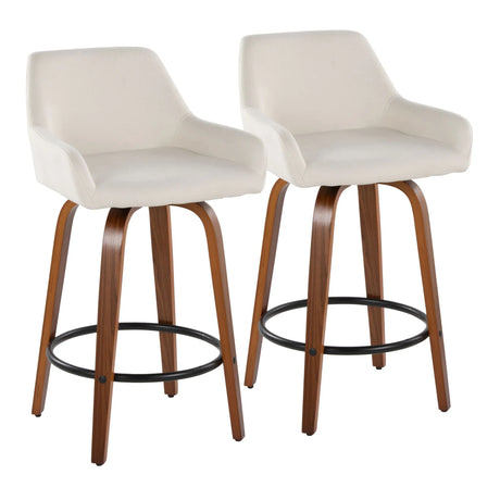 Daniella - Contemporary Fixed Height Counter Stool With Swivel With Round Footrest (Set of 2) - Furniture Home Direct