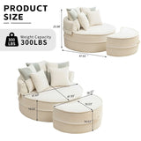 Modern Oversized Round Barrel Accent Chair With Ottoman - Furniture Home Direct
