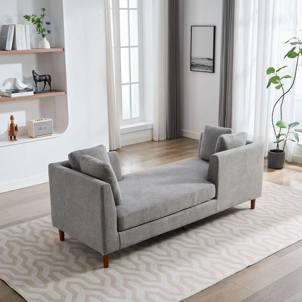 Wide Modern Double Sided Upholstered Chaise Lounge - Furniture Home Direct