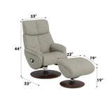 Kandoro - Top Grain Leather Accent Chair With Swivel & Ottoman - Gray - Furniture Home Direct