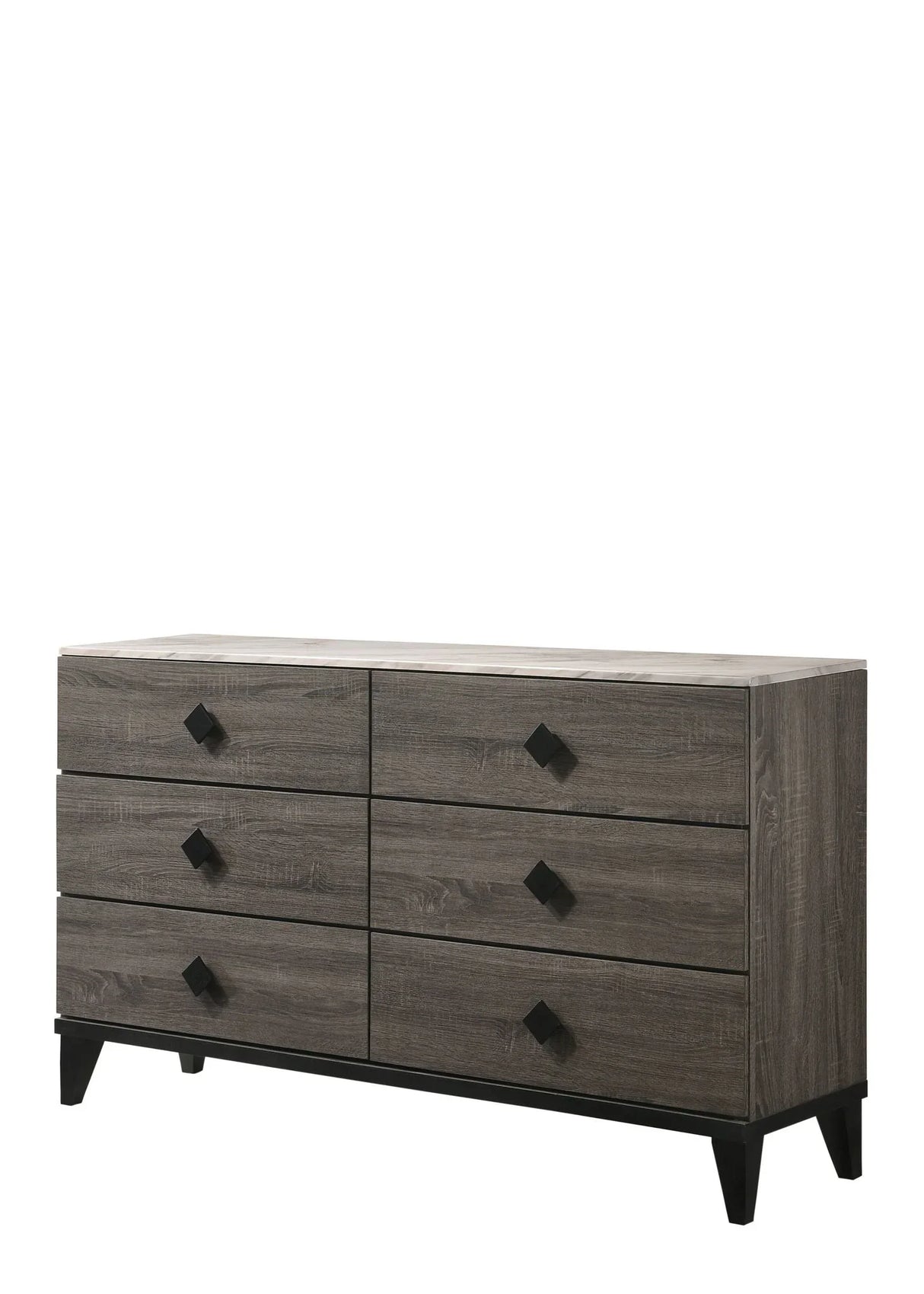 Avantika - Faux Marble Top Rustic Dresser - Gray / Marble / Oak - Furniture Home Direct