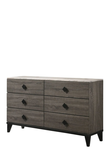 Avantika - Faux Marble Top Rustic Dresser - Gray / Marble / Oak - Furniture Home Direct