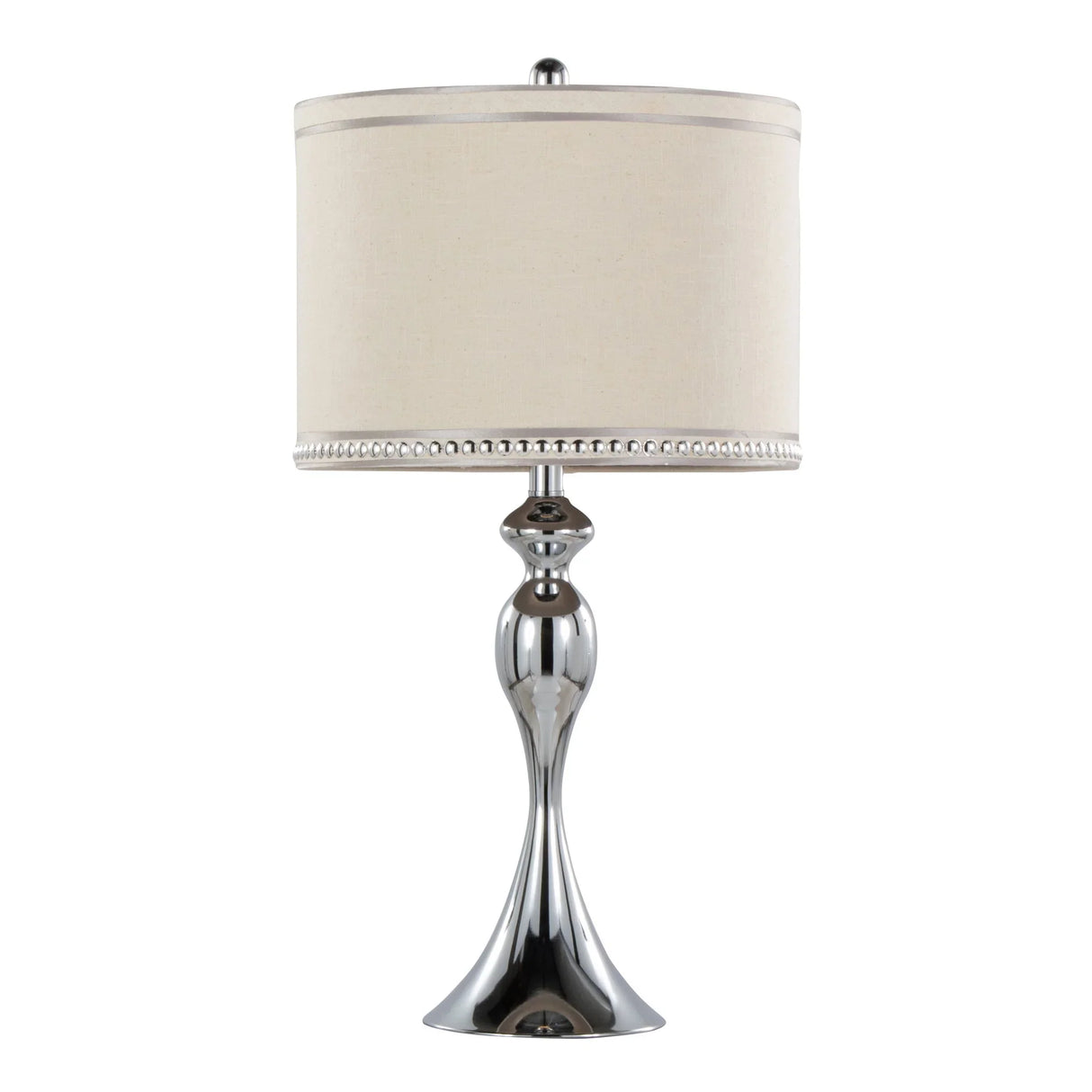 Ashland - Contemporary Table Lamp With Trim (Set of 2) - Polished Chrome / Cream - Furniture Home Direct