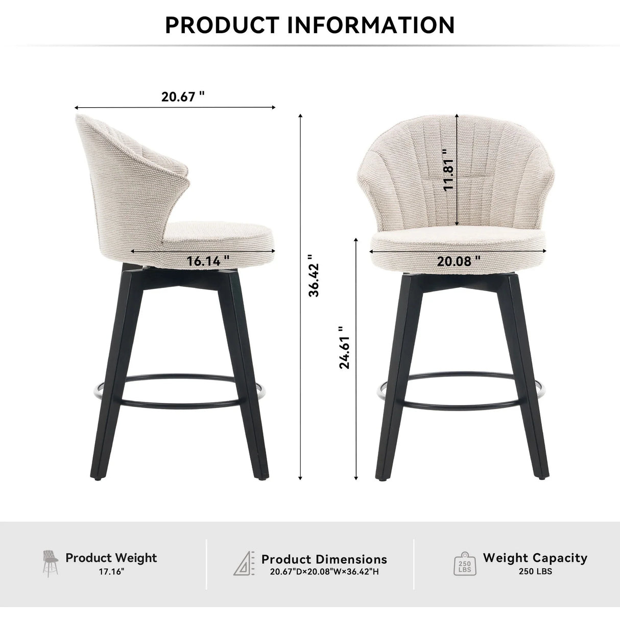 Wing Back Swivel Bar Stools (Set of 2) - Furniture Home Direct