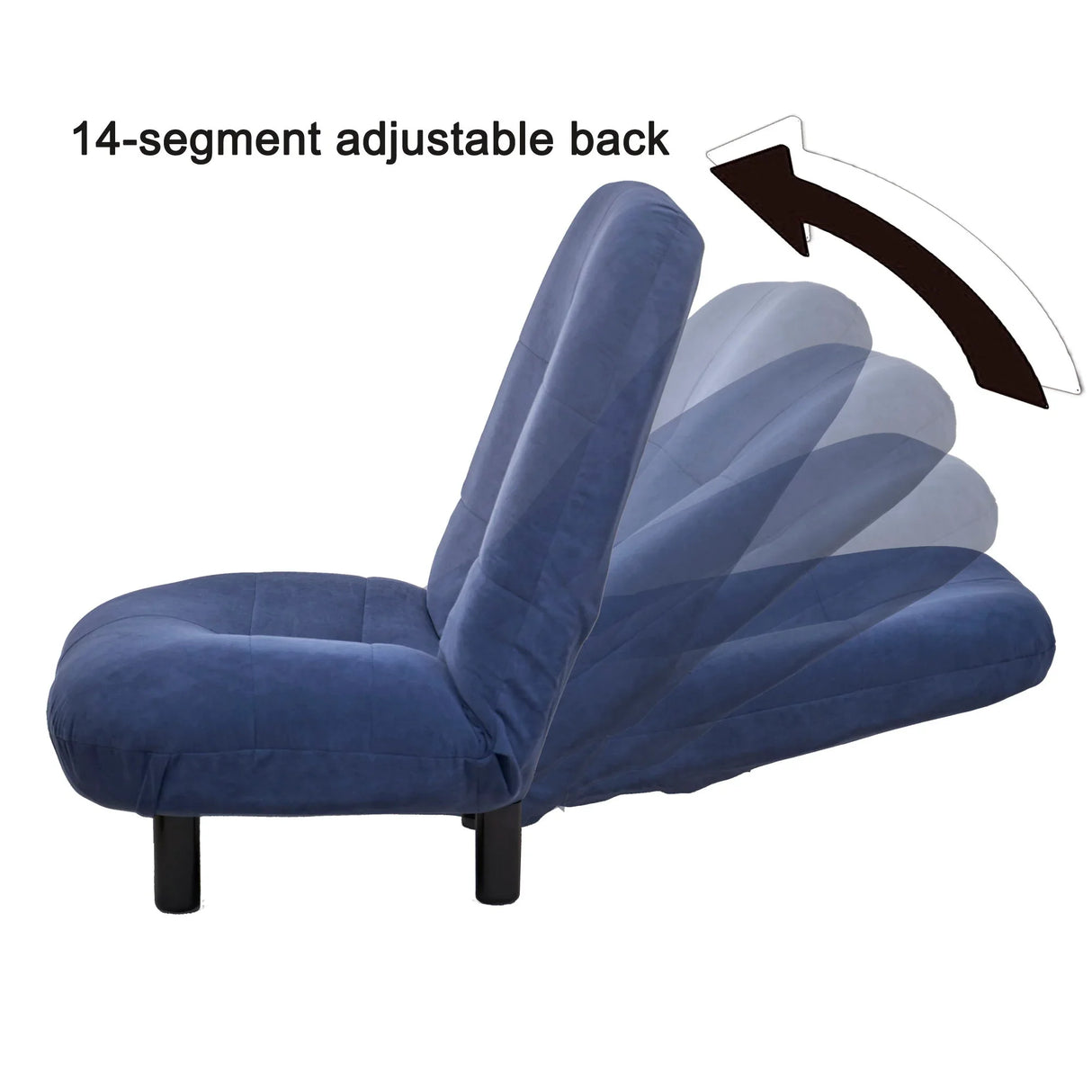 Single Sofa Reclining Japanese Chair Lazy Sofa Tatami Balcony Adjustable Chair - Navy Blue - Furniture Home Direct