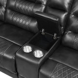 Sectional Sofa Manual Reclining With LED Light Strips Black - Furniture Home Direct