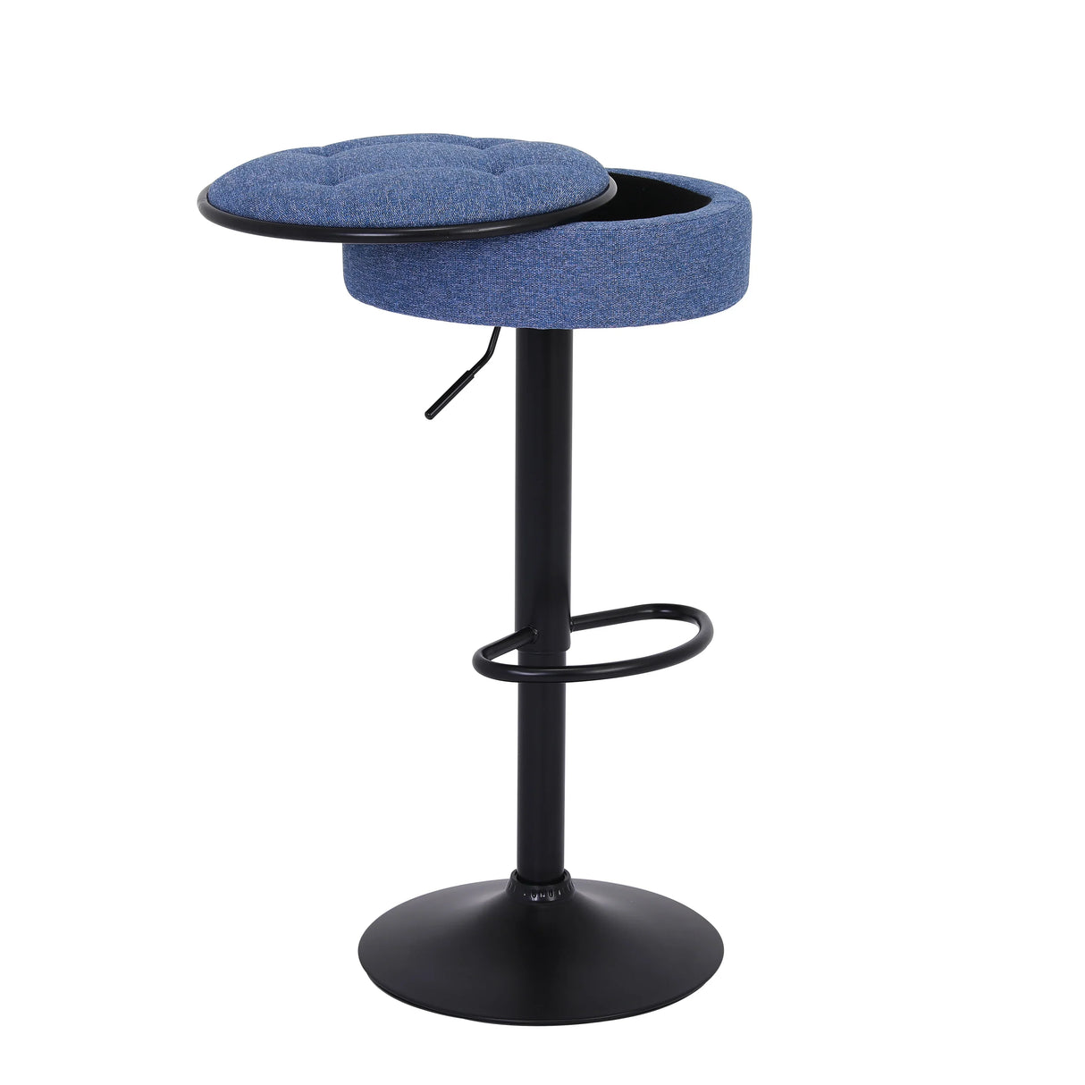 Counter Stool Set Round Upholstered Bar Stools Kitchen Blue - Furniture Home Direct