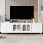 Modern TV Stand With Glass Door, 4 Drawers And 2 Cabinets - Furniture Home Direct