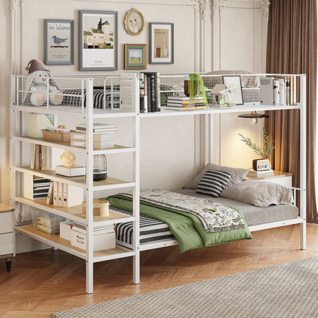 Bunk Bed With 5 Tier Shelves - Furniture Home Direct