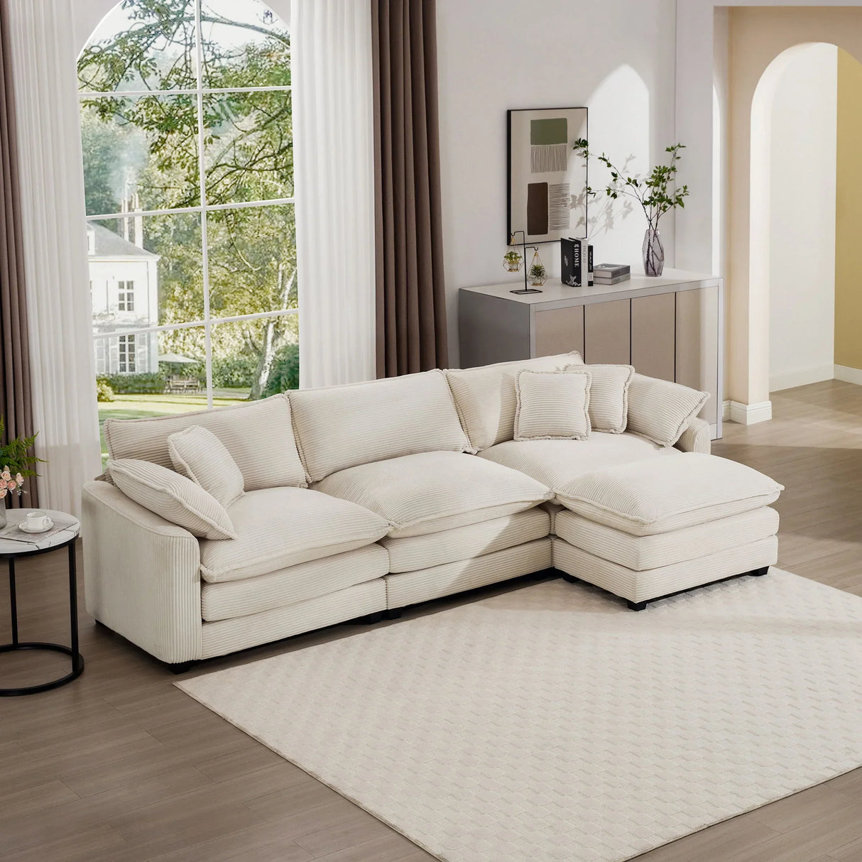 Modern Oversized Modular Cushion Sofa With Ottoman, Low Back, Deep Seating Sofa Set - Furniture Home Direct