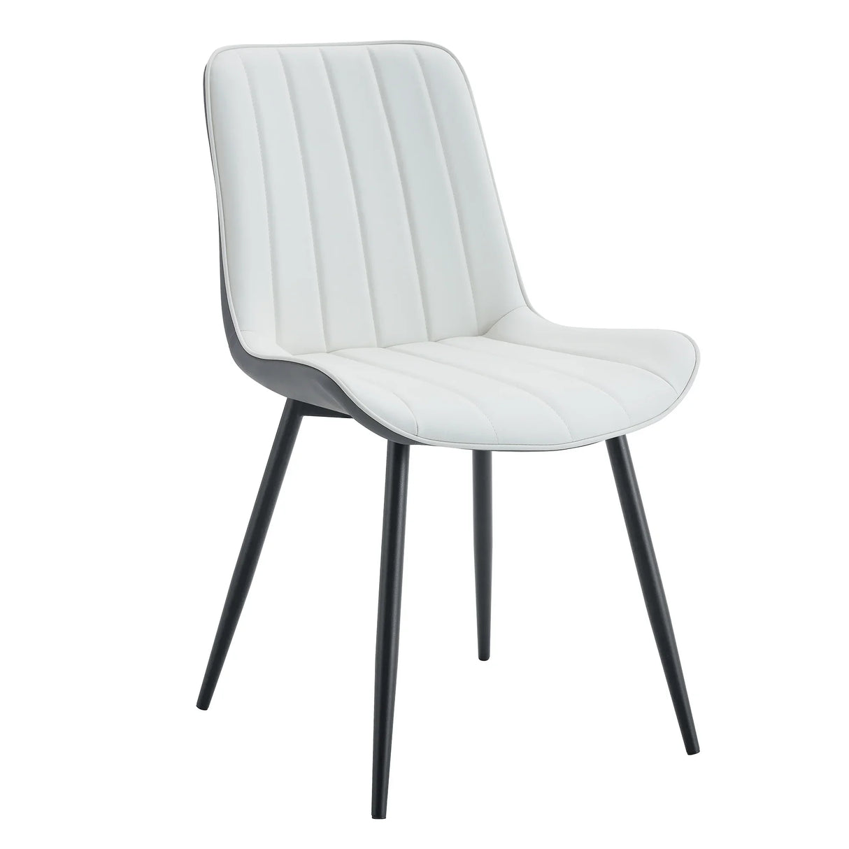 Dining Chairs Four Upholstered Leather Black Legs White - Furniture Home Direct