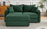 Sofa and Ottoman With Storage, Two USB Ports, Two Cup Holders and Phone Holder - Green - Furniture Home Direct