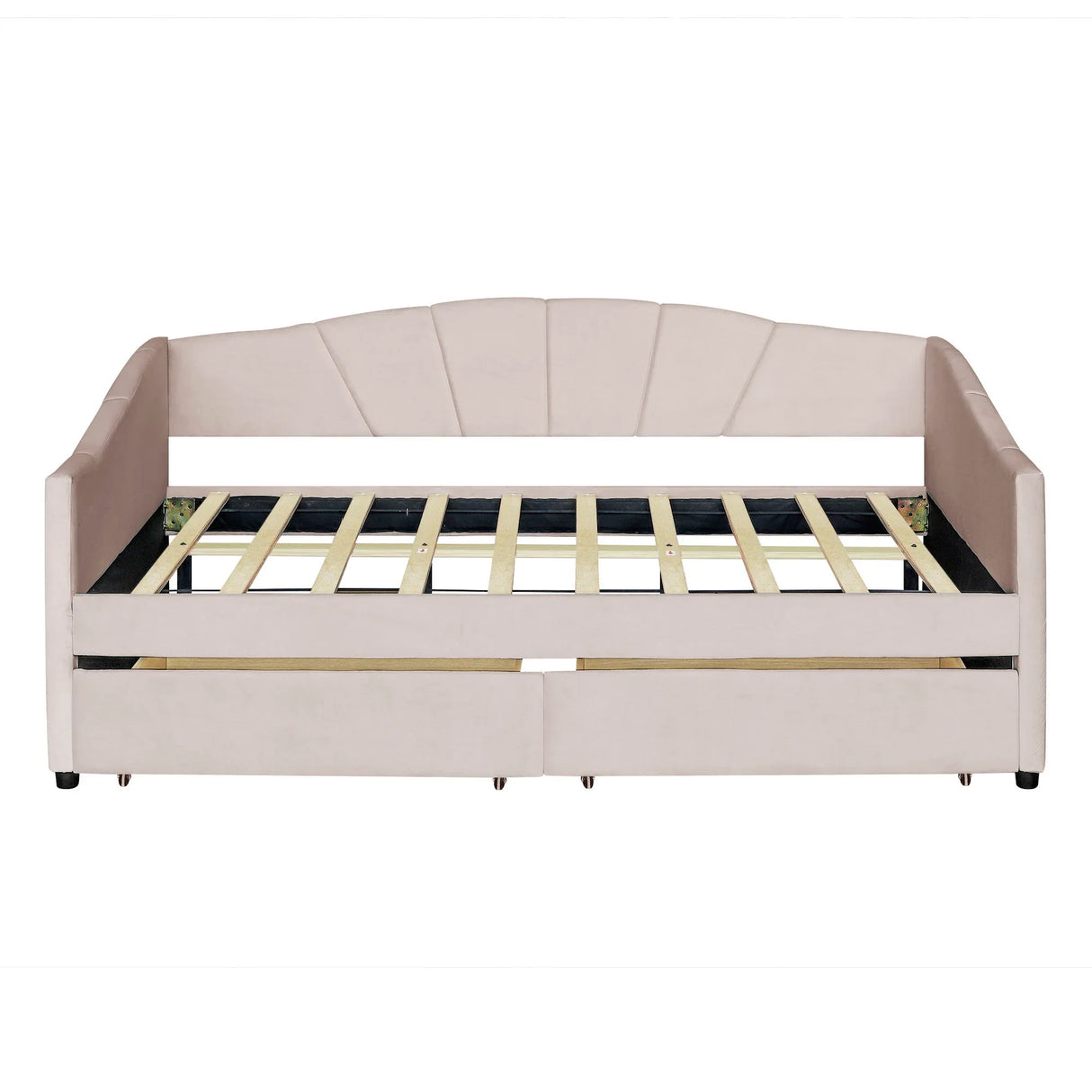 Upholstered Daybed With Two Drawers And Wood Slat - Furniture Home Direct