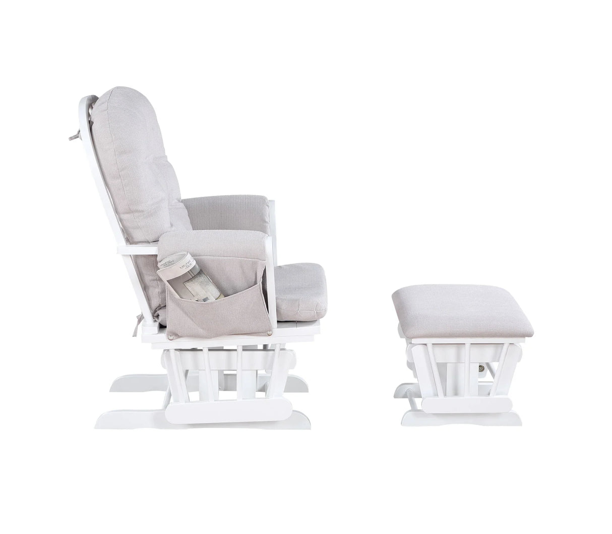 Mason - Glider And Ottoman White Wood - Furniture Home Direct