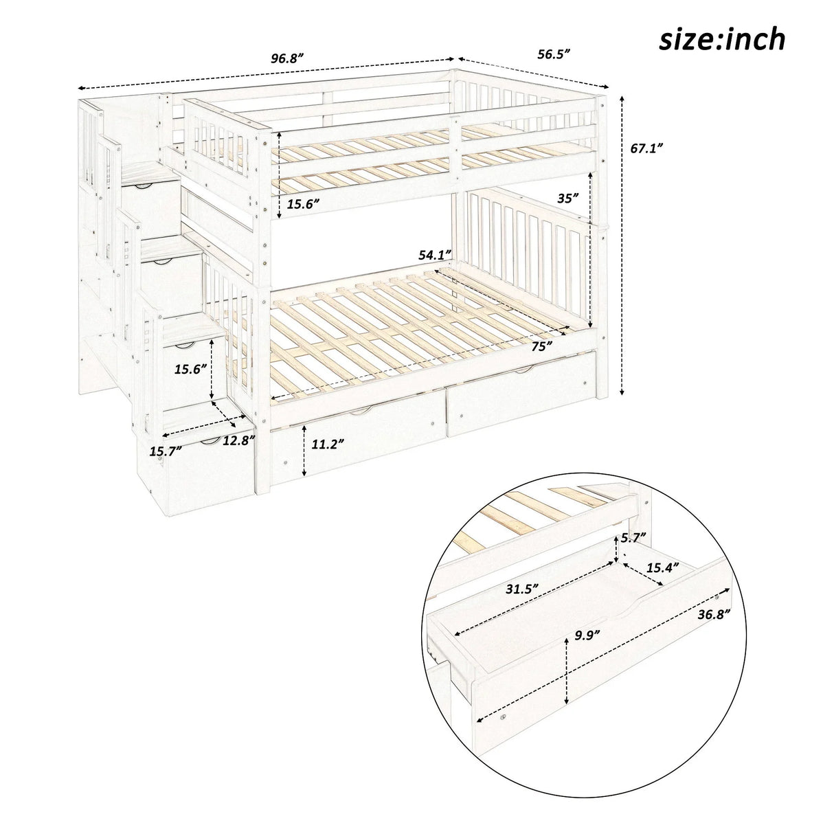 Bunk Bed With Shelves And 6 Storage Drawers - Furniture Home Direct