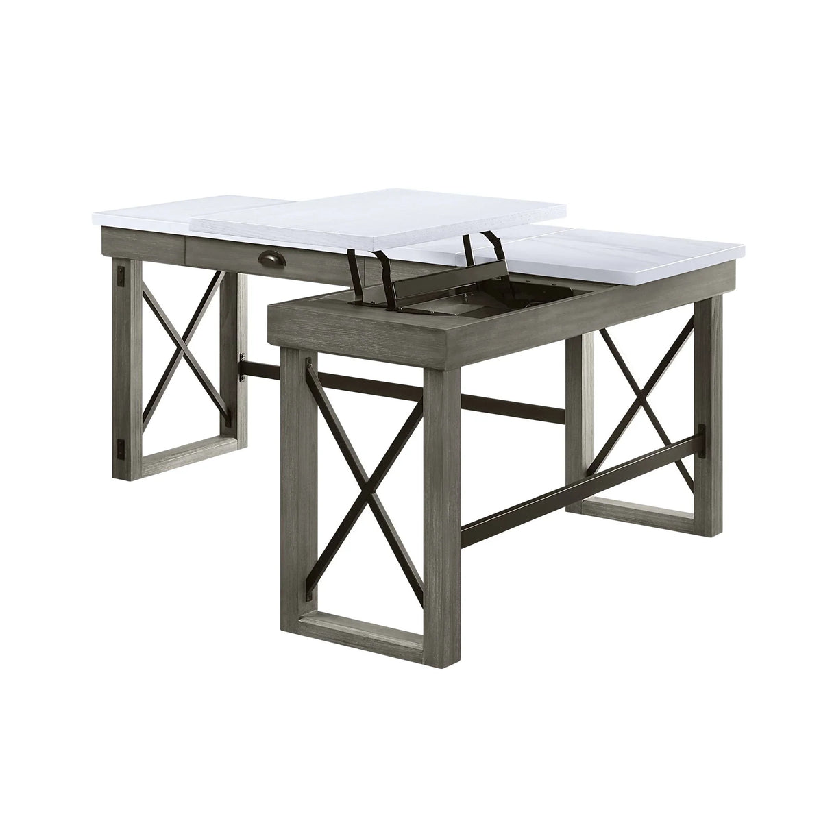 Talmar - Marble Top Weathered Writing Desk With Lift Top - Furniture Home Direct