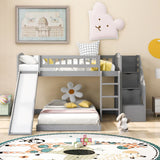 Twin Over Twin Stairway Bunk Bed With Two Drawers And Slide - Furniture Home Direct