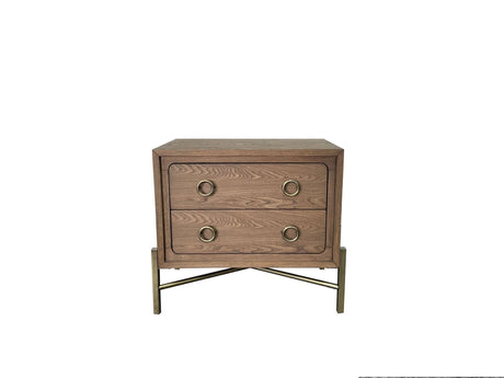 2 Drawer Nightstand With USB - Latte - Furniture Home Direct