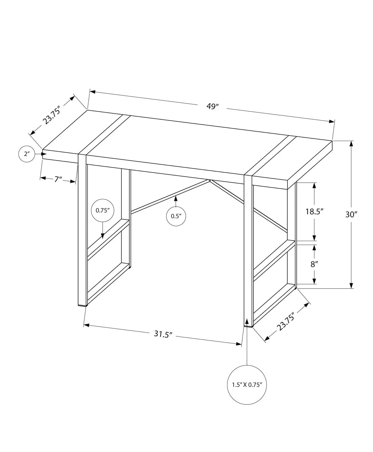 Computer Desk For Home Office, Laptop, Industrial Design - Furniture Home Direct