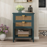 2 Drawer Side Table, Natural Rattan - Furniture Home Direct