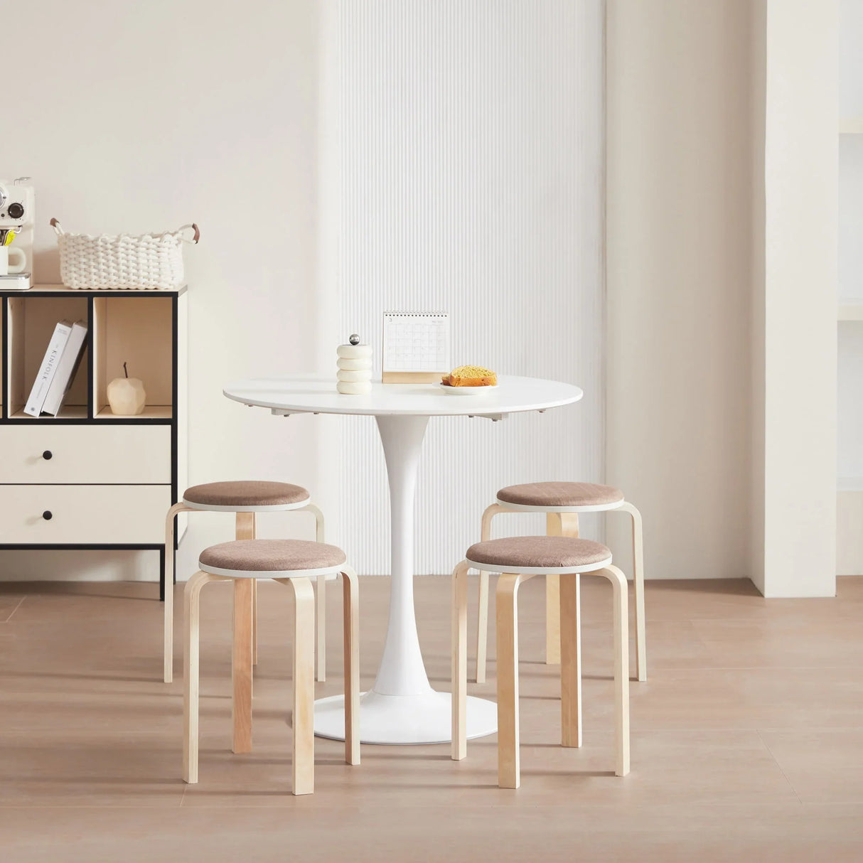 Stackable Round Backless Stools (Set of 4) - Furniture Home Direct