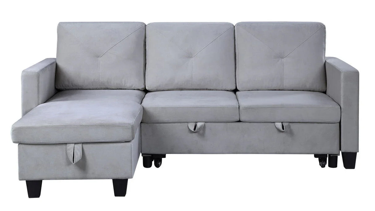 Nova - Velvet Reversible Sleeper Sectional Sofa With Storage Chaise - Furniture Home Direct