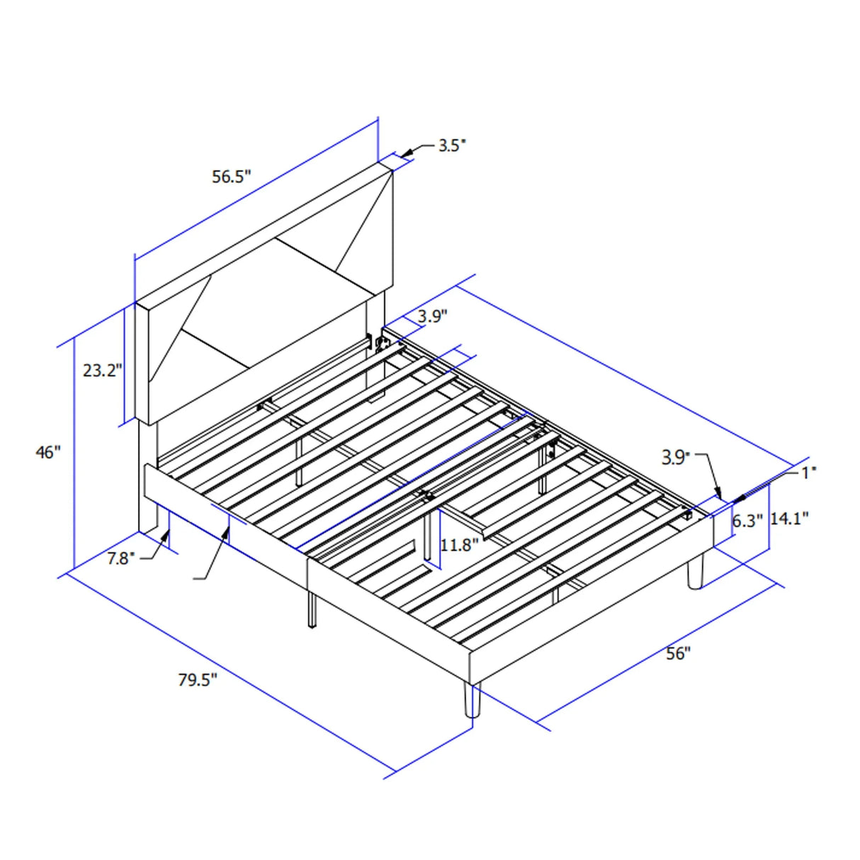 Full Size Upholstered Platform Bed Frame With Headboard, Strong Wood Slat Support, Mattress Foundation, No Box Spring Needed - Gray - Furniture Home Direct