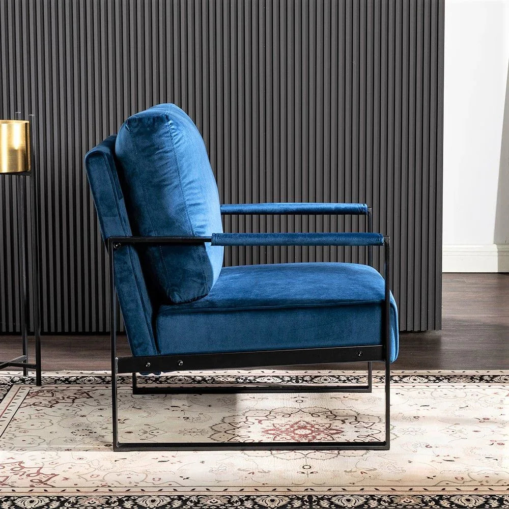 Classic Mid Century Modern Accent Chair With Durable Square Metal Frame, Armchair - Furniture Home Direct
