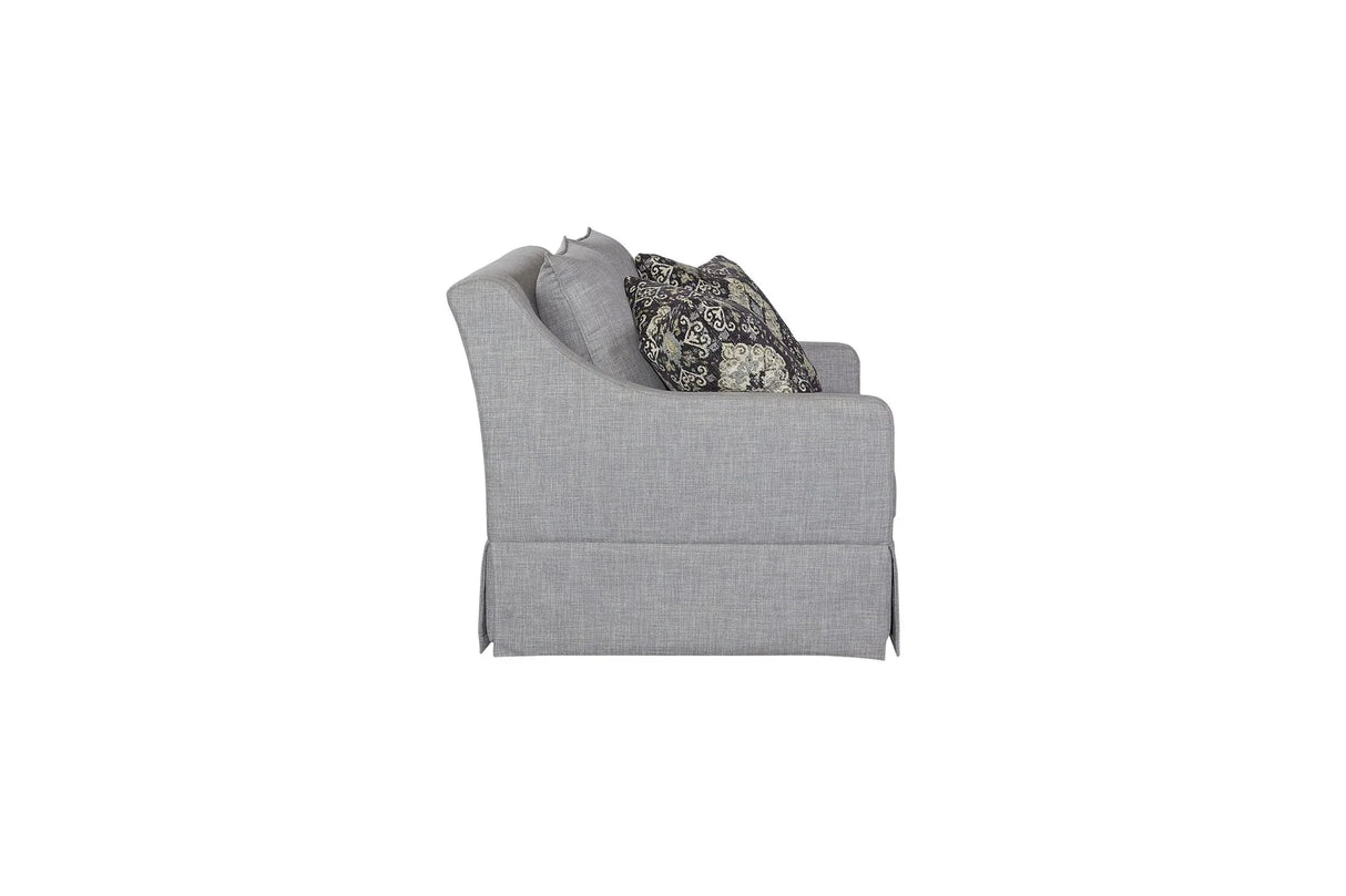 Loveseat With Skirt And Reversable Cushions And 2 Pillows - Light Gray - Furniture Home Direct