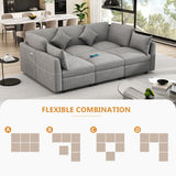 Sectional Sofa Modular Sofa U - Shaped Sofa Couch Sofa Bed L - Shaped Sofa With A Movable Ottoman And Two USB Ports For Living Room - Furniture Home Direct