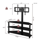 Multi-Function TV Stand Height Adjustable Bracket Swivel 3 Tier - Black - Furniture Home Direct