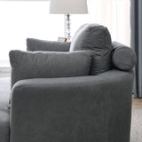 Linen Barrel Swivel Chair With Storage Ottoman - Furniture Home Direct