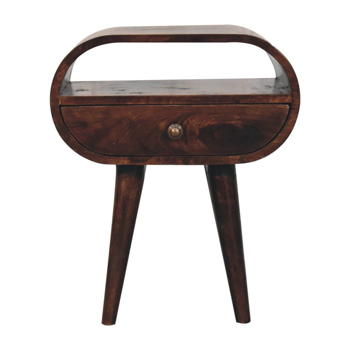 Circular Bedside Table With Open Slot - Walnut - Furniture Home Direct