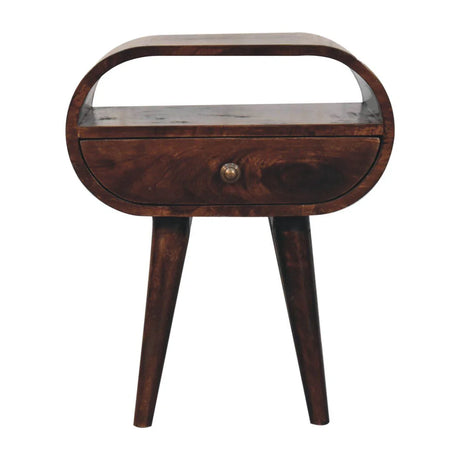 Circular Bedside Table With Open Slot - Walnut - Furniture Home Direct