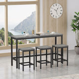 Modern Design Long Dining Table Set With 3 Stools - Furniture Home Direct