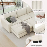 121.3" Modular Sleeper Sectional - Beige - Furniture Home Direct