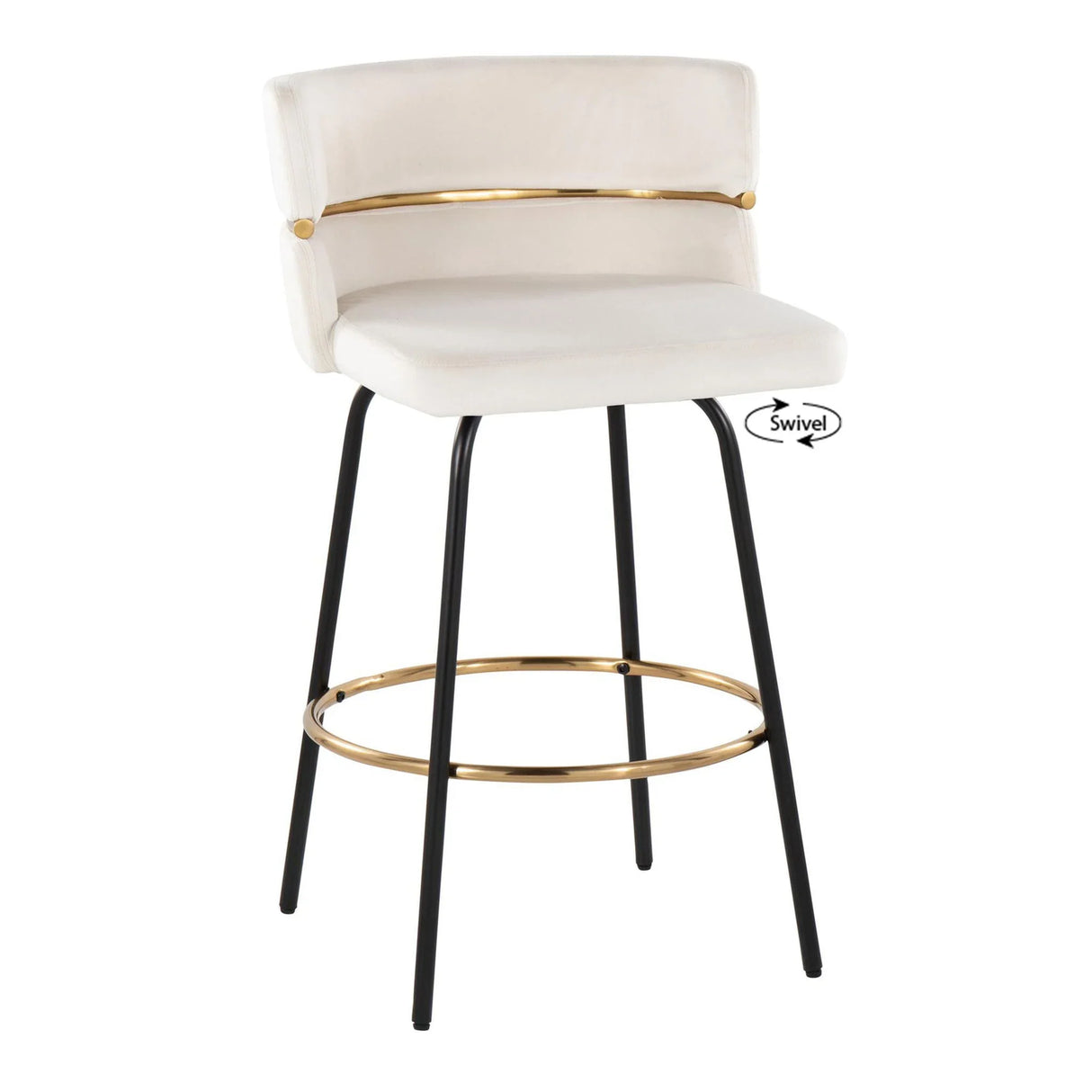 Cinch - Contemporary Fixed Height Counter Stool With Swivel & Round Footrest (Set of 2) - Furniture Home Direct