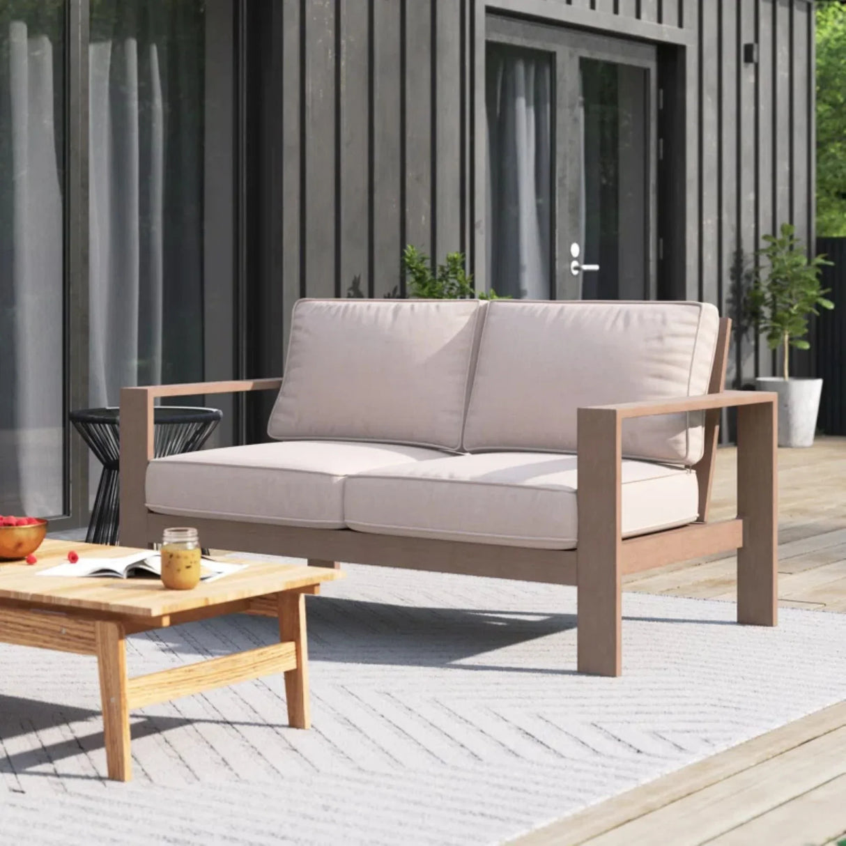 Loveseat, Wood Grained - Furniture Home Direct