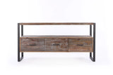 Reclaimed Wood Media TV Console Table With 3 Drarwer, Open Shelf - Antique Gray - Furniture Home Direct