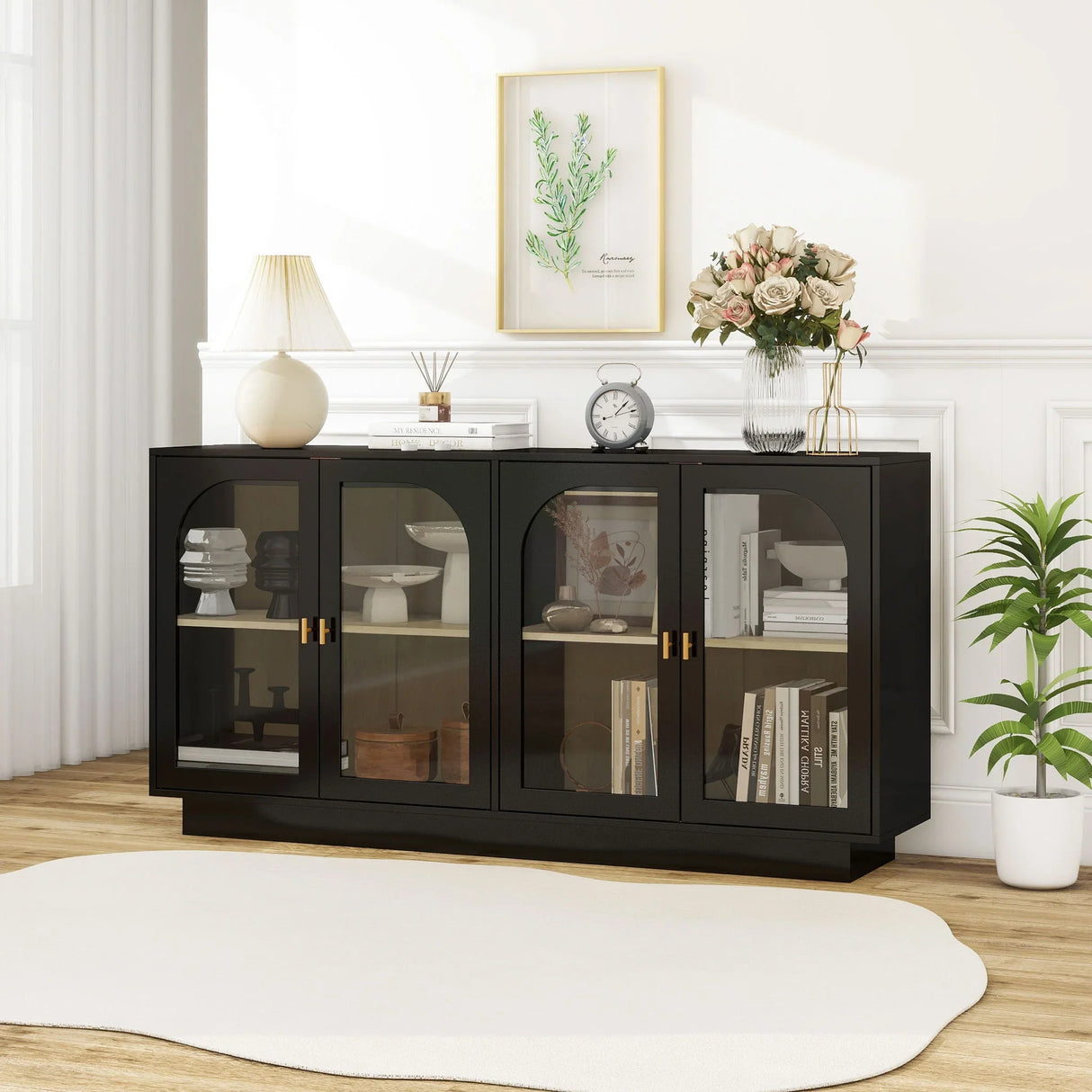 Storage Cabinet With Door For Living Room, Dining Room - Black - Furniture Home Direct
