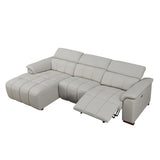 Genuine Leather Power Reclining Sectional - Light Gray - Furniture Home Direct