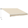 Outsunny - 12' x 8' Retractable Awning Patio Awnings Sun Shade Shelter With Manual Crank Handle, 280G / M² Uv & Water-Resistant Fabric And Aluminum Frame For Deck, Balcony, Yard - Cream White - Furniture Home Direct
