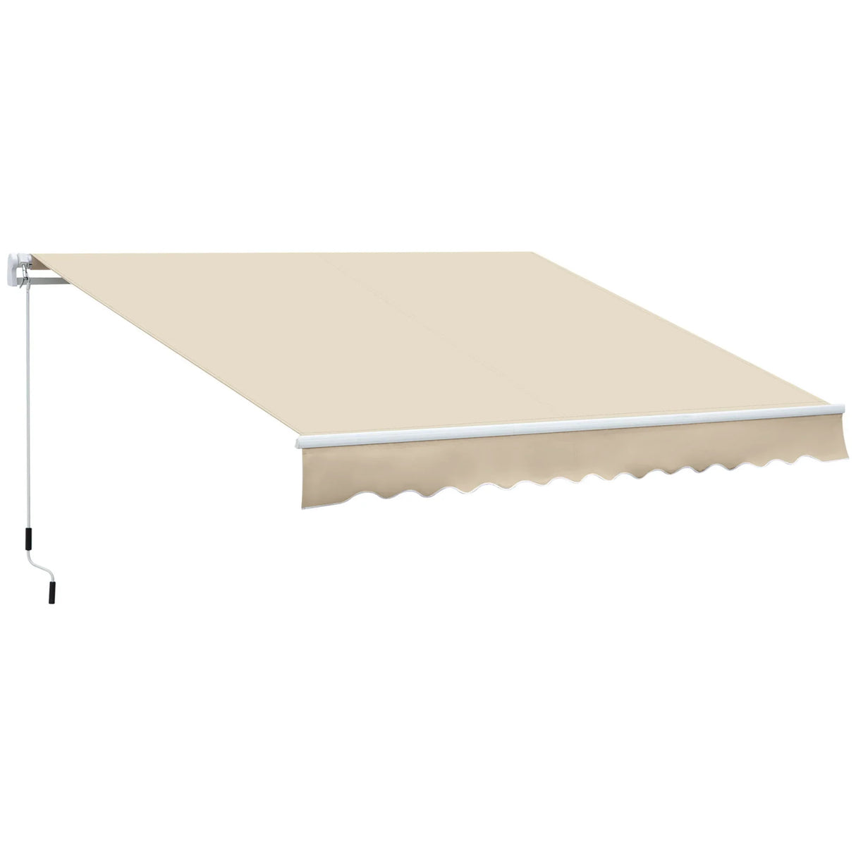 Outsunny - 12' x 8' Retractable Awning Patio Awnings Sun Shade Shelter With Manual Crank Handle, 280G / M² Uv & Water-Resistant Fabric And Aluminum Frame For Deck, Balcony, Yard - Cream White - Furniture Home Direct