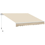 Outsunny - 12' x 8' Retractable Awning Patio Awnings Sun Shade Shelter With Manual Crank Handle, 280G / M² Uv & Water-Resistant Fabric And Aluminum Frame For Deck, Balcony, Yard - Cream White - Furniture Home Direct