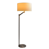 Serene - Floor Lamp With Rotary Switch Base Linen Shade - Brushed Nickel / White - Furniture Home Direct
