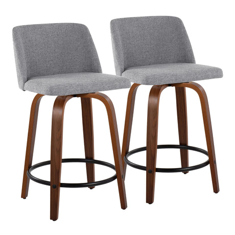 Toriano - Mid Century Modern, Fixed Height Counter Stool & Swivel And Round Footrest (Set of 2) - Furniture Home Direct