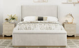 King Bed Corduroy Upholstered Storage Ottoman Light Grey - Furniture Home Direct